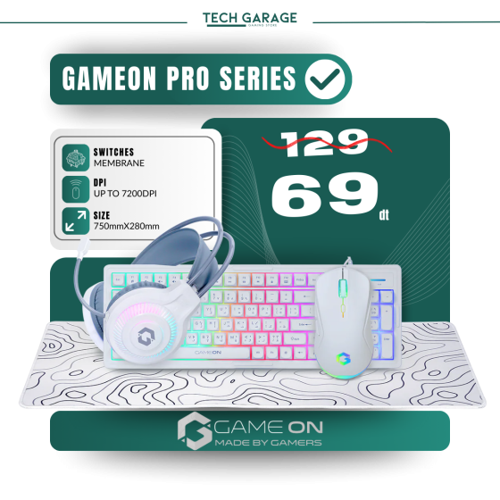 GAMEON GO-CYPHERW-XL-W All-In-One Gaming Bundle (Keyboard, Headset, Mouse & Mousepad)