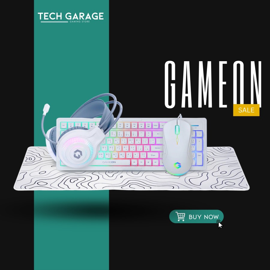 GAMEON GO-CYPHERW-XL-W All-In-One Gaming Bundle (Keyboard, Headset, Mouse & Mousepad)